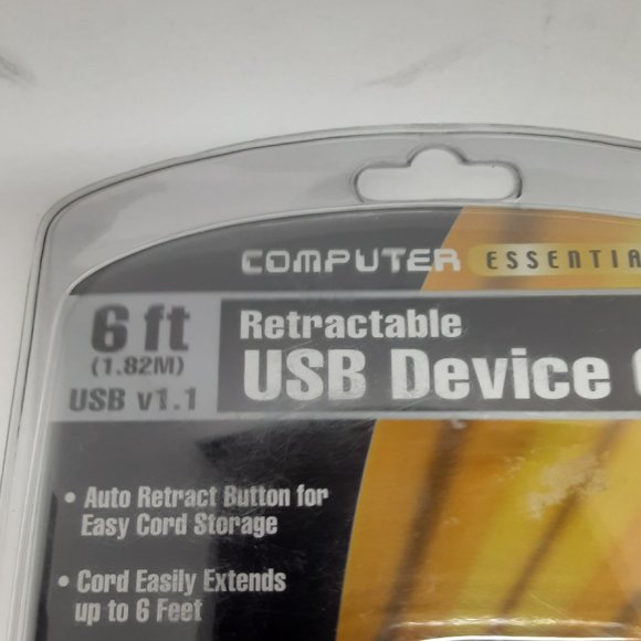 New COMPUTER ESSENTIALS 6ft RETRACTABLE USB DEVICE CABLE V1.1 - Picture 3 of 9